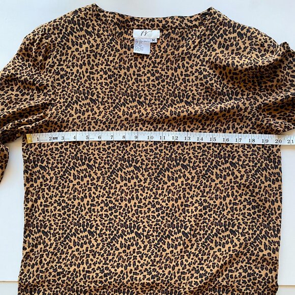 FV² 100% Silk Leopard Print Blouse Women’s M Brown Black 3/4 Sleeve Top Y2K 90s - Picture 3 of 7